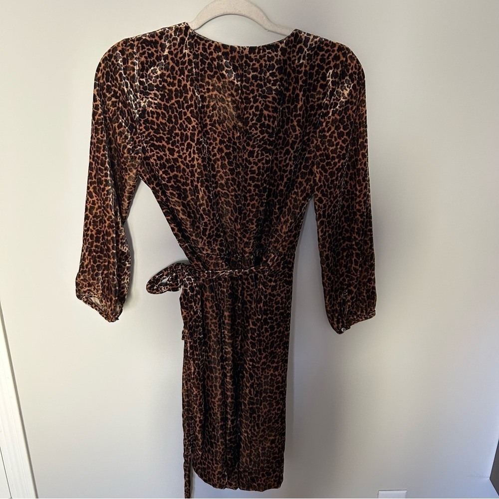 J. CREW Velvet Leopard Print Wrap Dress Size 0 - Picture 6 of 8